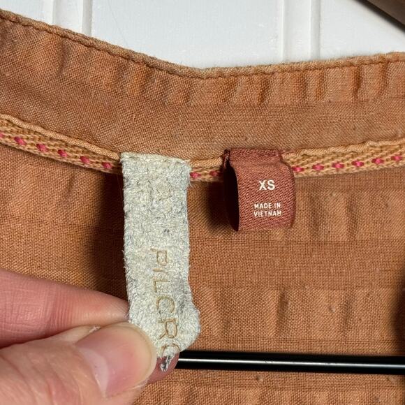 Anthropologie Pilcro Seersucker Tunic Button Down Top Orange Women’s Size XS - Picture 7 of 11